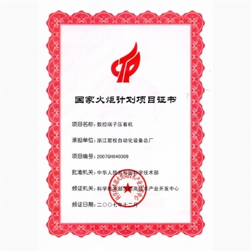 國家火炬計(jì)劃--數(shù)控端子壓著機(jī)